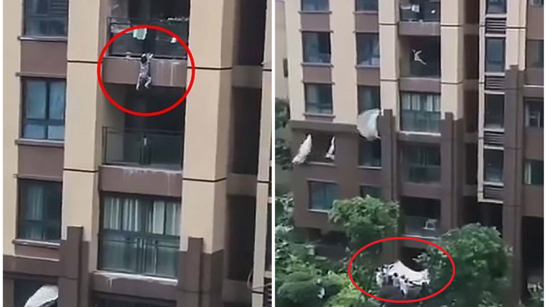 (VIDEO) Vea cómo un grupo de vecinos atrapa a un niño que cae desde ...