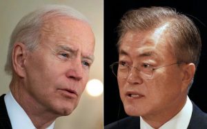 Joe Biden, presidente de Estados Unidos y Moon Jae-in, su homólogo surcoreano