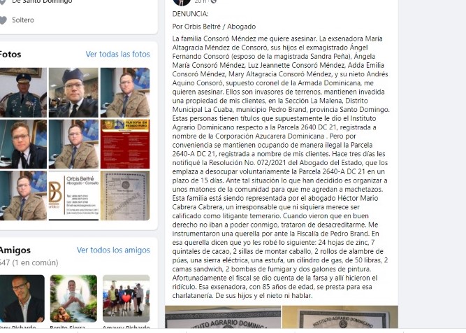 Publicación del abogado Beltré
