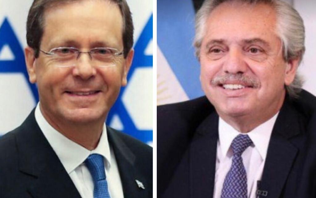 Isaac Herzog, presidente del Estado de Israel y Alberto Fernández, mandatario argentino. (Fuente externa)