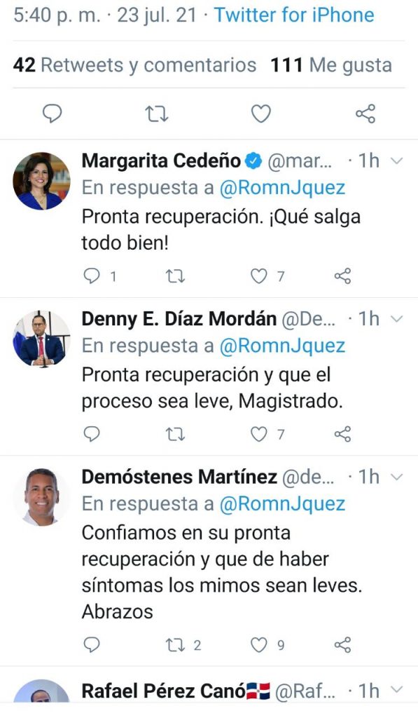 reaccionaron deseándole pronta mejoraría