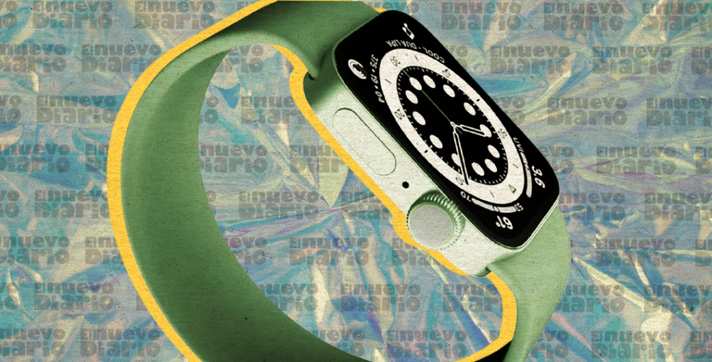 Según las informaciones filtradas en torno al diseño del reloj de Apple, este podría tener contornos más cuadrados y un aumento relevante de su pantalla táctil. (Ilustración: Yasmín Esmeralda Díaz)