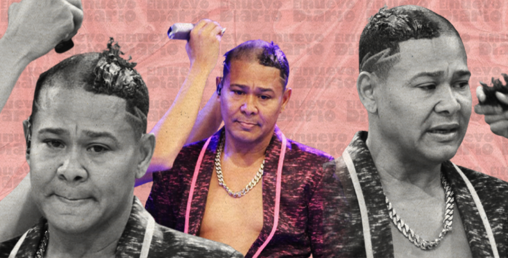 El Jeffrey mientras le rasuraba la cabeza en ''El Show del Mediodía'' . (Ilustración: Yasmín Esmeralda Díaz)