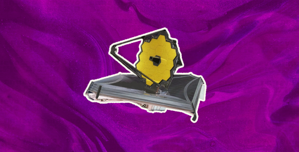 La NASA terminó hoy el desdoblamiento de los últimos 3 de un total de 18 hexágonos de berilio bañados en una fina capa de oro que componen el espejo principal. (Ilustración: Yasmín Esmeralda Díaz)