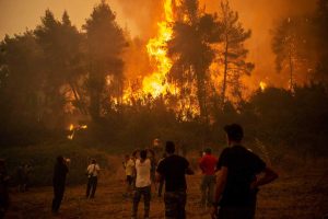 Cientos de bomberos luchan contra varios incendios en el centro de Grecia