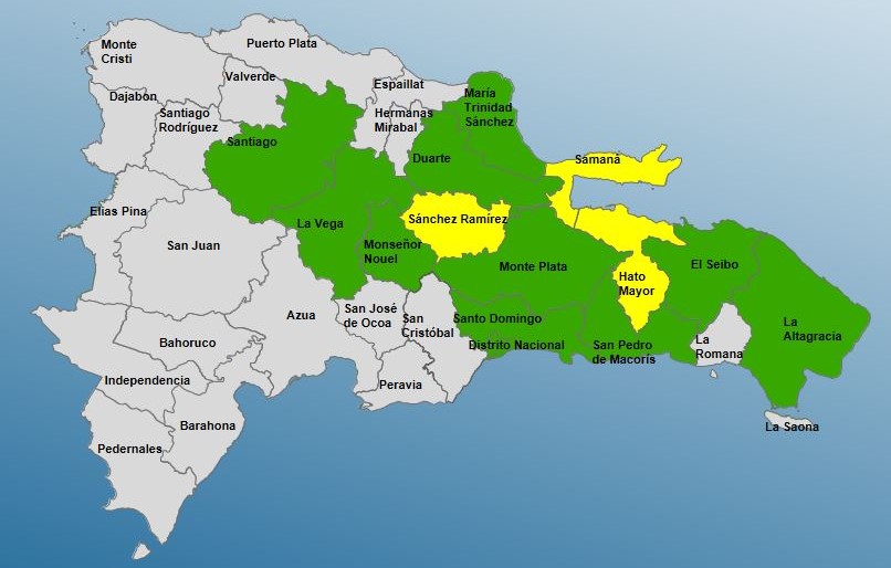 Suben a 13 las provincias en alerta por vaguada; continuarán aguaceros