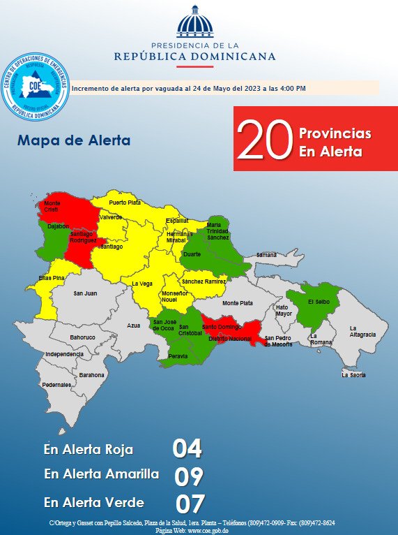 Elevan a cuatro las provincias en alerta roja por lluvias Elevan a cuatro las provincias en alerta roja por lluvias