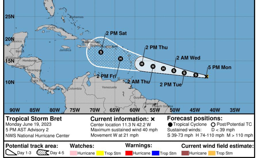 Se forma la tormenta tropical Bret en el Atlántico, que puede volverse huracán en dos días