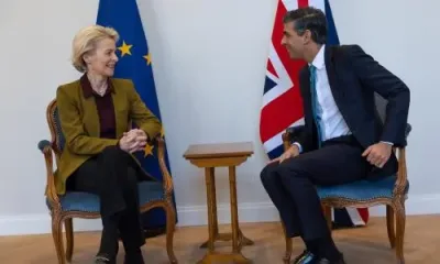 Ursula von der Leyen, presidenta de la Comisión Europea y Rishi Sunak, primer ministro británico. (Foto: fuente externa)
