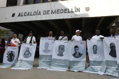 Colombianos durante protesta