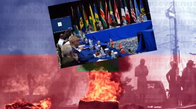 Neumáticos encendidas durante protesta en Haití.