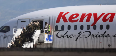 Primeros policías kenianos llegando a Haití. (Foto: fuente externa)