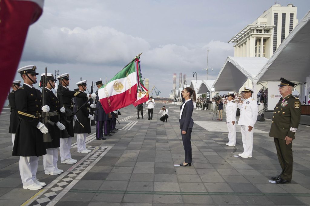 Claudia Sheinbaum, durante un acto protocolario en Veracruz (México).