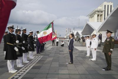 Claudia Sheinbaum, durante un acto protocolario en Veracruz (México).