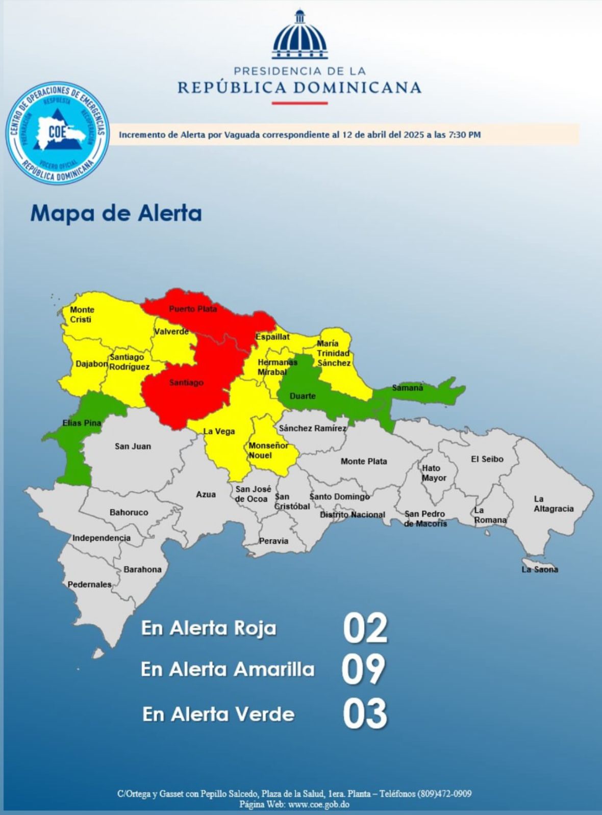 Mapa con las provincias bajo alerta meteorológica (Foto: fuente externa)