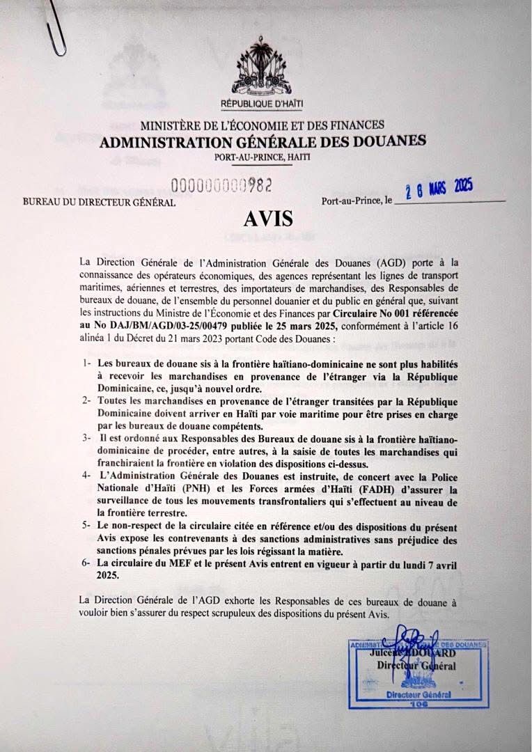 Haití restringe el ingreso de mercancías extranjeras por la frontera con RD
