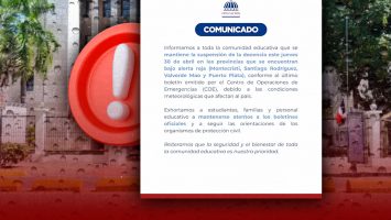 Minerd mantiene suspendida docencia este viernes en provincias en alerta roja por lluvias