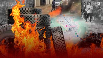 Quema de neumáticos durante paro de 24 horas en San Francisco de Macorís