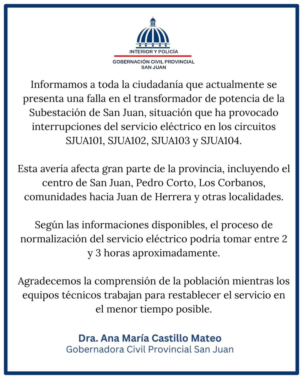 Apagón de más de cinco horas afecta gran parte de la provincia San Juan (2)