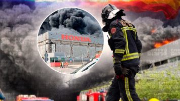 (VIDEO) Colapsa por incendio planta de Montesa Honda en Barcelona