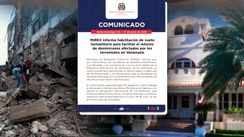 Mirex habilita vuelo humanitario para repatriar a dominicanos afectados por terremotos en Venezuela